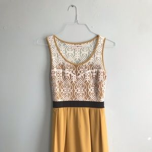 Altar’d State gold dress with lace overlay bodice